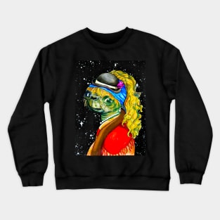 Alien With a Pearl Earring - Art History Meme Crewneck Sweatshirt